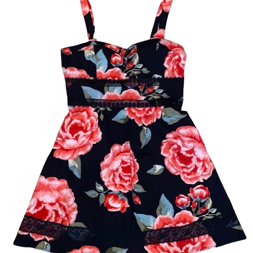 Floral Dress - Black and Pink